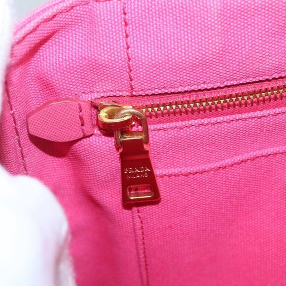 PRADA Canapa PM Hand Bag Canvas Pink Gold - Picture 12 of 16